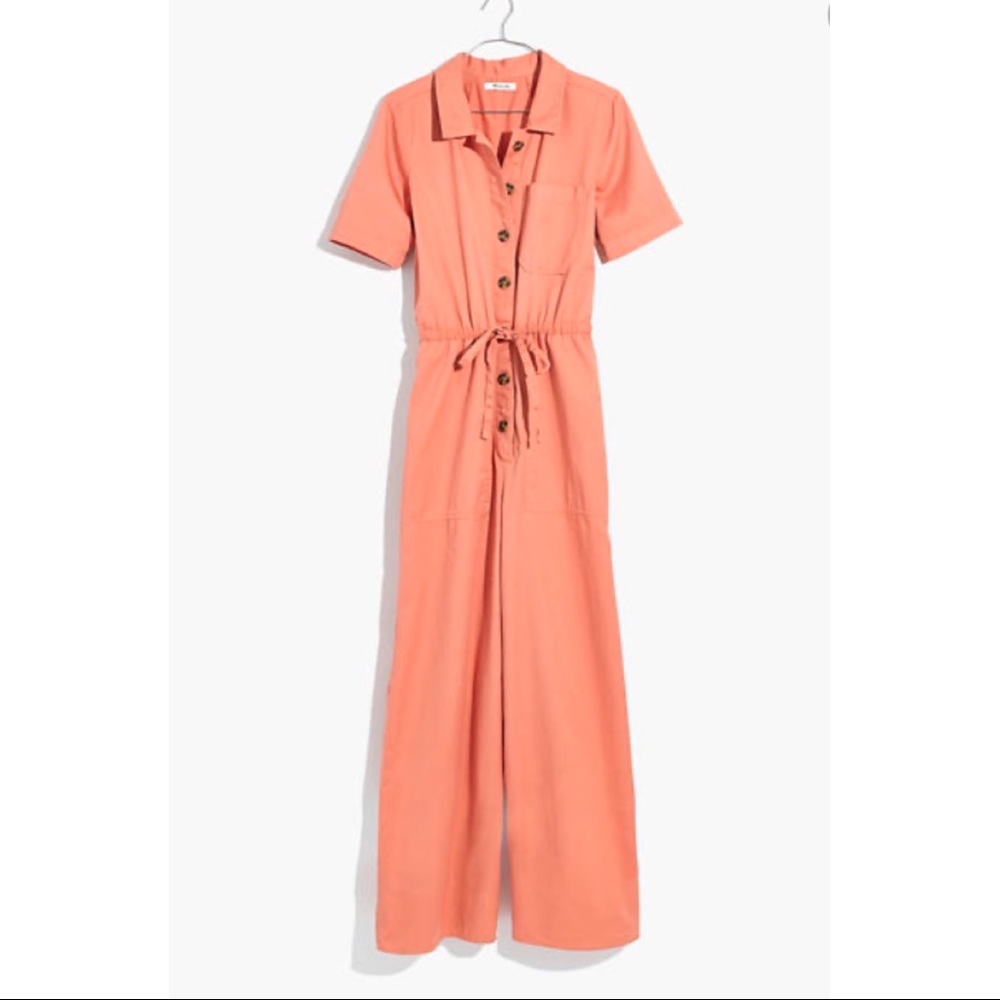 Madewell Pink Wide-Leg Utility Jumpsuit